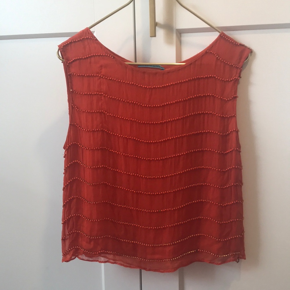 100% silk beaded cropped Alice + Olivia top